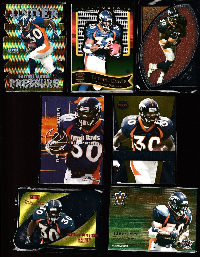 Terrell Davis - 1999 Fleer 'Under Pressure' #2 DIE-CUT - Lot of (2) diff. Football cards value