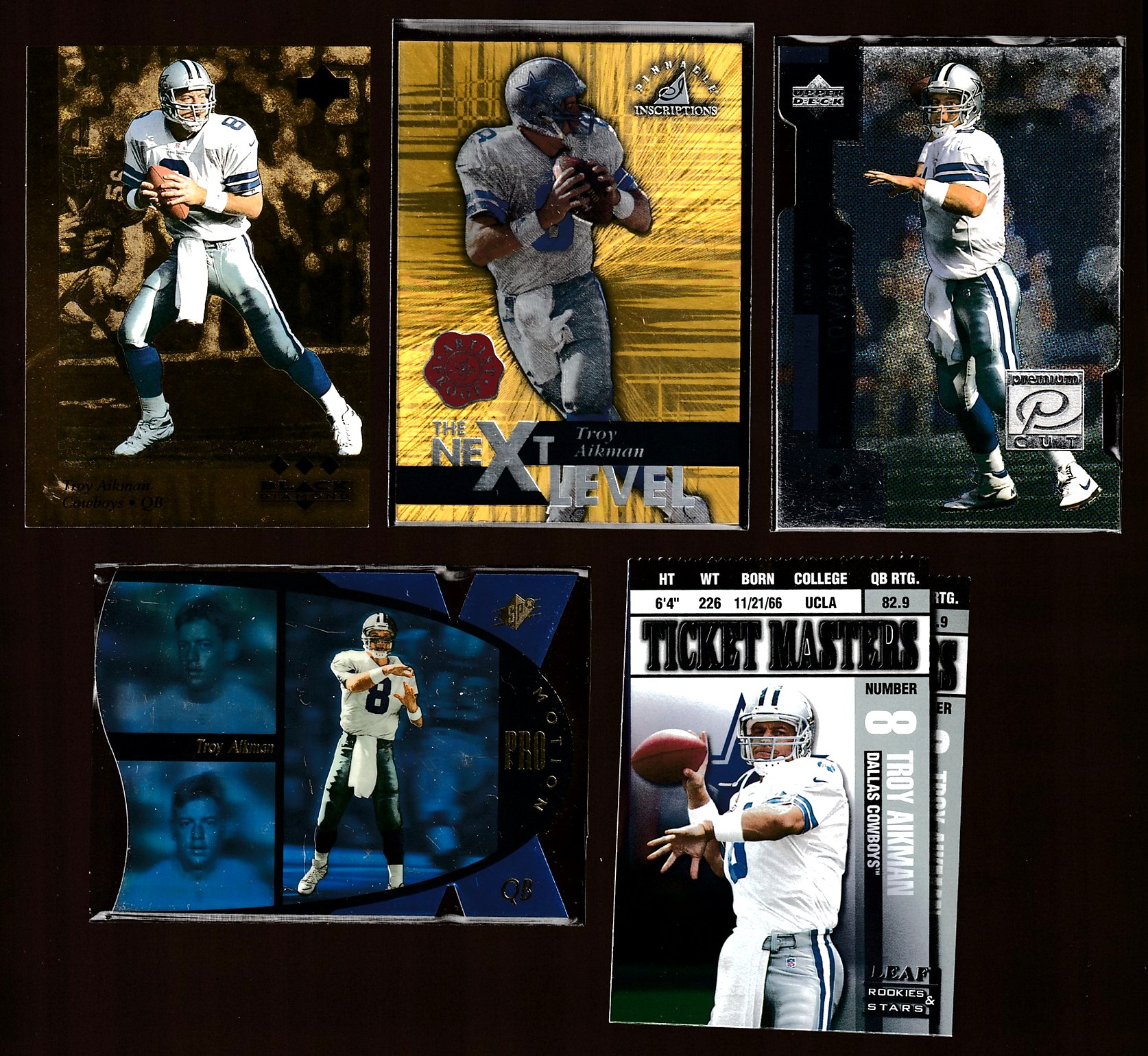 Troy Aikman - 1998 Leaf Rookies and Stars Ticket Masters Die Cuts #3 T.Aikm Baseball cards value