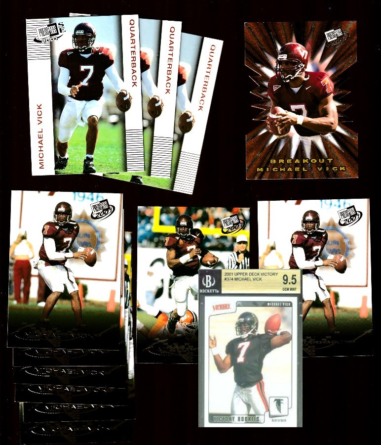  Michael Vick - 2001 ROOKIES - Lot of (8) - With a GEM MINT BGS-9.5 ! Football cards value