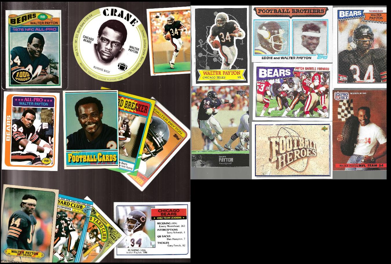 Walter Payton - 1976-1990 - Lot of (18) different (Bears) Baseball cards value