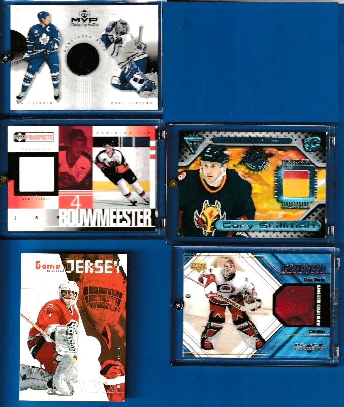   GAME-USED JERSEY/GLOVE/PUCK Hockey cards - Lot of (7) Baseball cards value