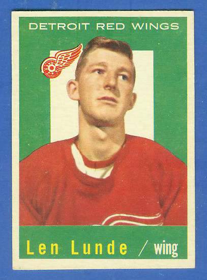 1959-60 Topps Hockey #22 Leonard Lunde (Red Wings) Baseball cards value