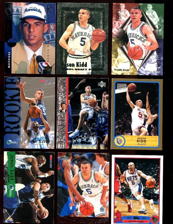  JASON KIDD - Lot of (9) different with (5) Rookie and Rookie year cards Basketball cards value