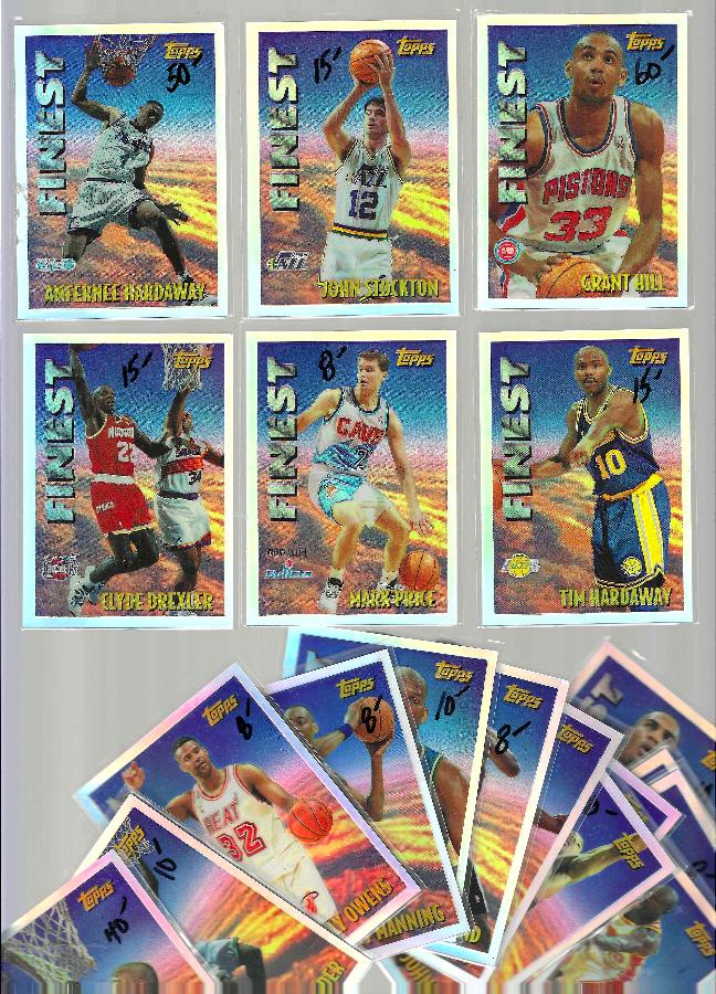   1995-96 Topps Mystery Finest BORDERED REFRACTORS - Near Set/Lot Basketball cards value