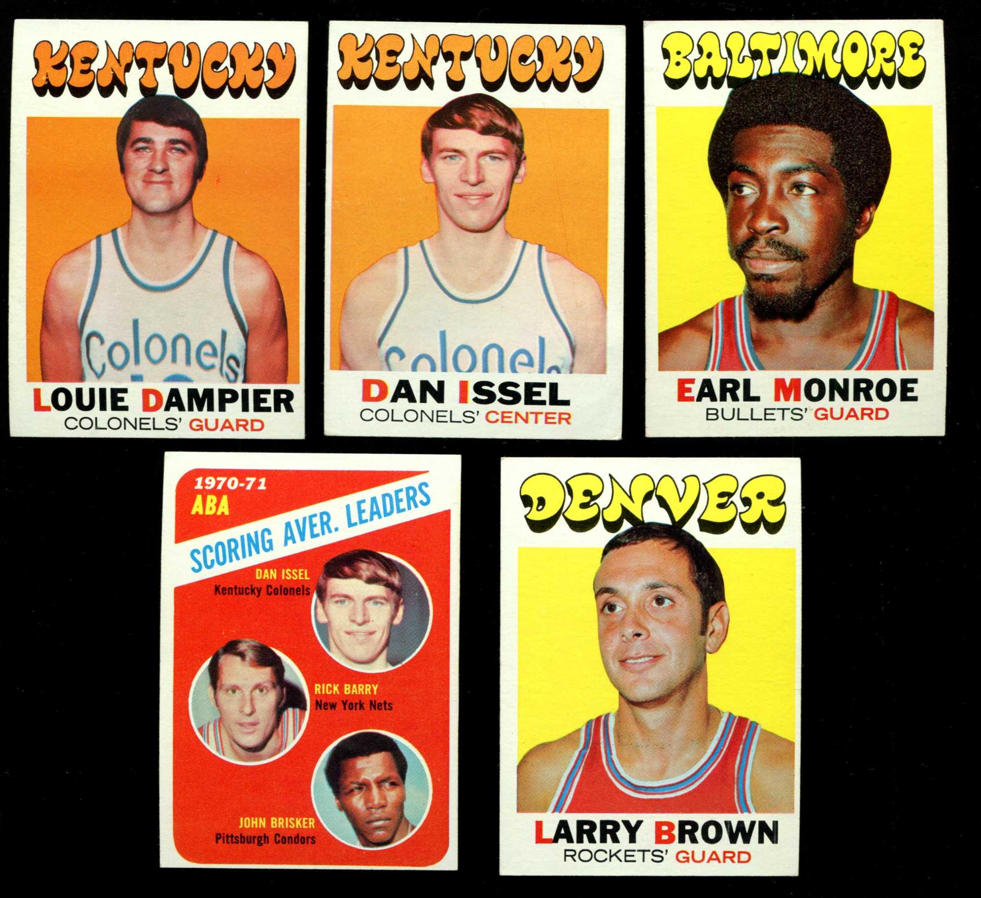 1971-72 Topps Basketball #147 ABA LL w/Rick Barry/Dan Issel/John Brisker [# Basketball cards value