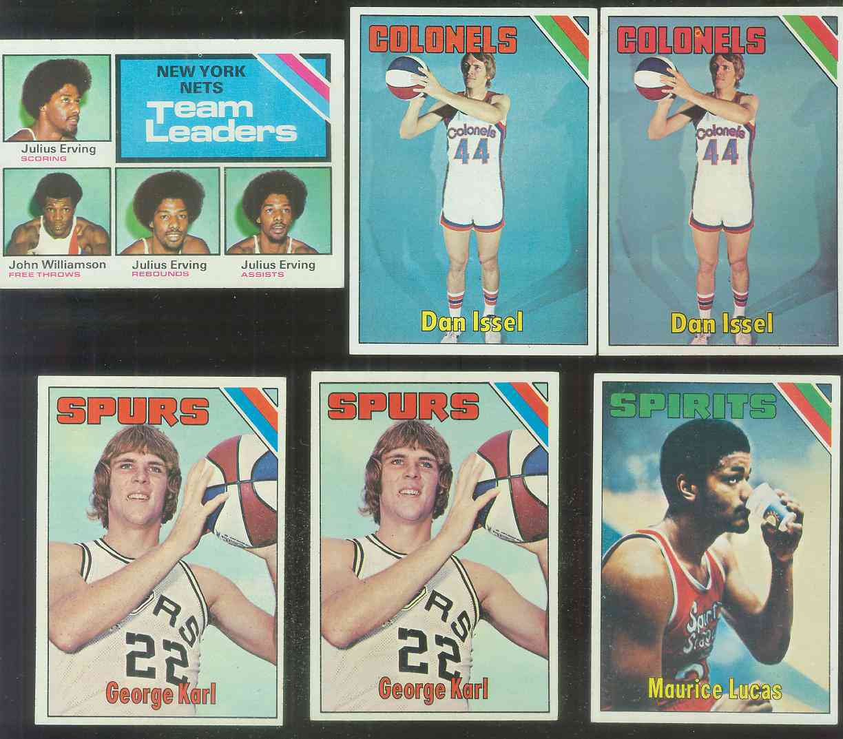 1975-76 Topps Basketball #282 New York Nets Team Leaders w/Julius Erving Basketball cards value
