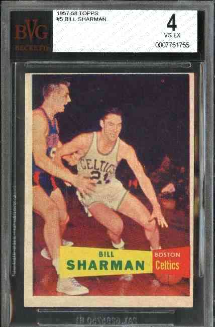 1957-58 Topps Basketball # 5 Bill Sharman ROOKIE (Celtics) Basketball cards value