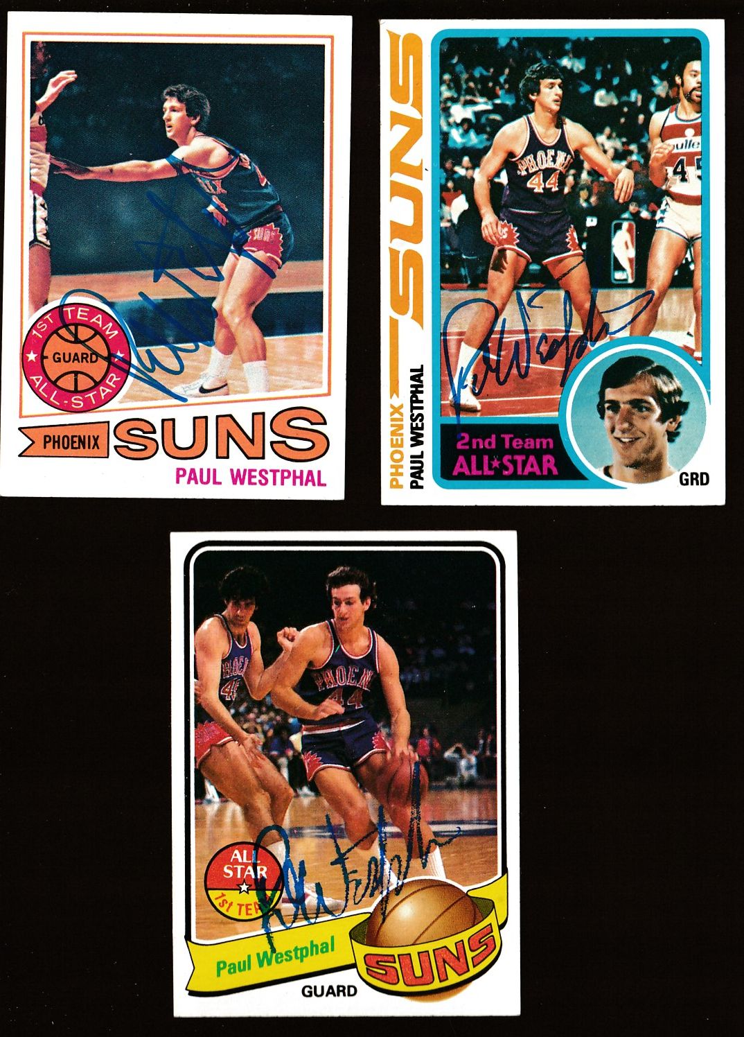  1977-80 Topps Basketball - Paul Westphal - Lot of (3) AUTOGRAPHED cards. Basketball cards value