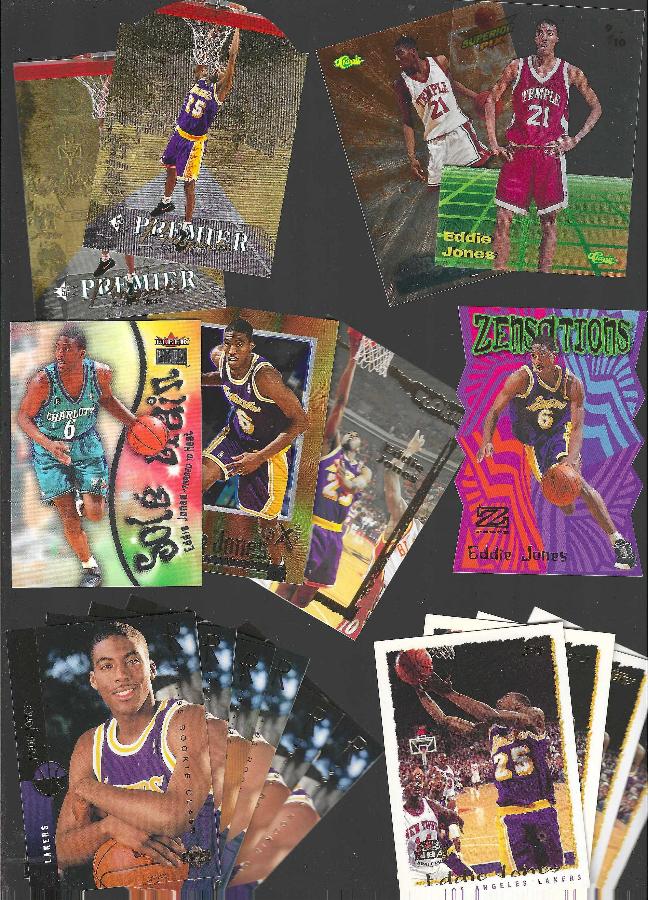 Eddie Jones  *** COLLECTION *** - Lot of (93) assorted w/(48) different Basketball cards value