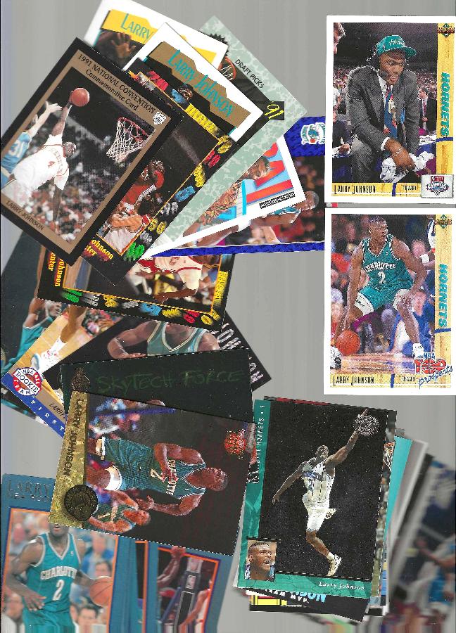 Larry Johnson  *** COLLECTION *** - Lot of (89) Different Basketball cards value