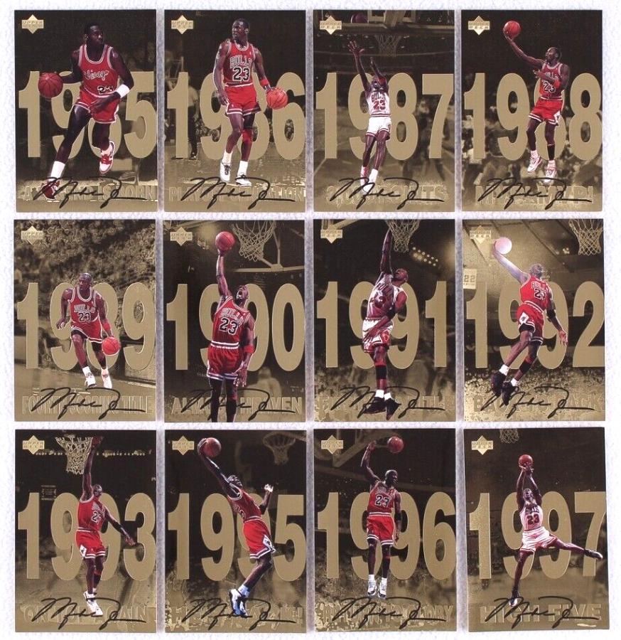 Michael Jordan - 1998 Upper Deck Gatorade GOLD FOIL JUMBO SET (12) Baseball cards value