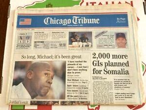 Michael Jordan  - 1993 Chicago Tribune RETIRES 08/7 complete front section Baseball cards value
