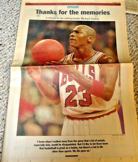 Michael Jordan  - (50) 1993 Chicago Tribune THANKS...MEMORIES news sections Baseball cards value