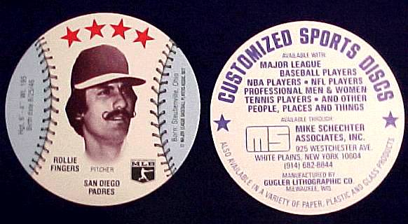 Rollie Fingers - 1977 Customized MSA Disc (Padres) Baseball cards value