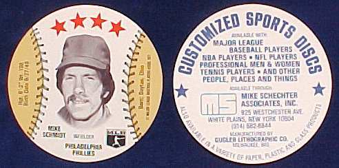Mike Schmidt - 1977 Customized MSA Disc (Phillies) Baseball cards value