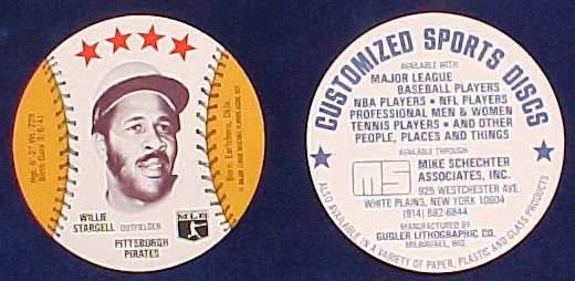 Willie Stargell - 1977 Customized MSA Disc (Pirates) Baseball cards value