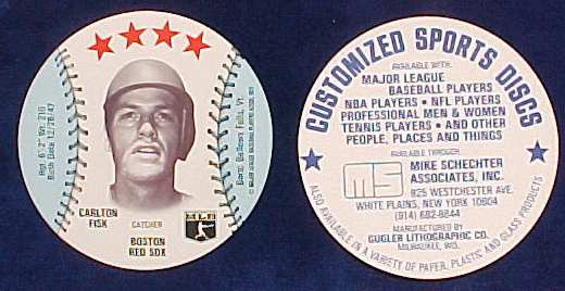 Carlton Fisk - 1977 Customized MSA Disc (Red Sox) Baseball cards value
