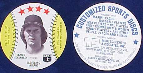Dennis Eckersley - 1977 Customized MSA Disc (Indians) Baseball cards value