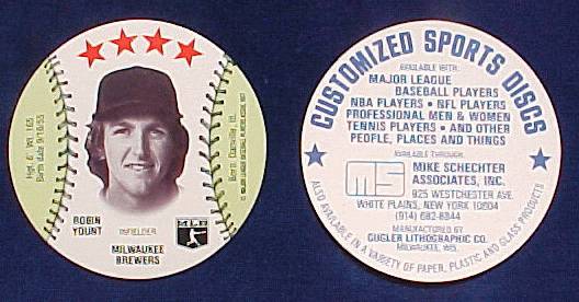 Robin Yount - 1977 Customized MSA Disc (Brewers) Baseball cards value