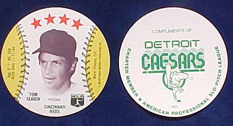 Tom Seaver - 1977 Detroit Caesar's MSA Disc (Reds) Baseball cards value