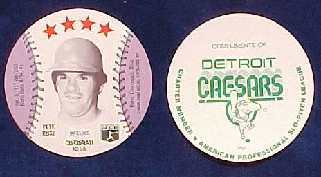 Pete Rose - 1977 Detroit Caesar's MSA Disc (Reds) Baseball cards value