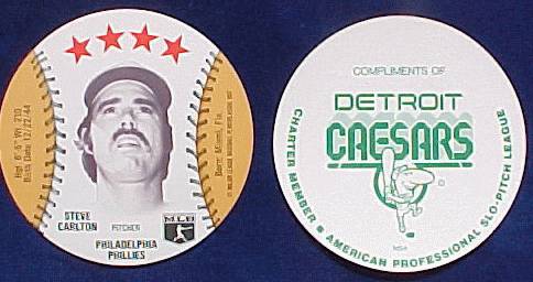 Steve Carlton - 1977 Detroit Caesar's MSA Disc (Phillies) Baseball cards value