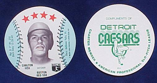 Carlton Fisk - 1977 Detroit Caesar's MSA Disc (Red Sox) Baseball cards value