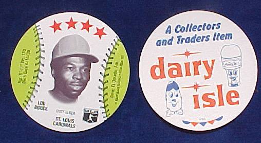 Lou Brock - 1977 Dairy Isle MSA Disc [#] (Cardinals) Baseball cards value