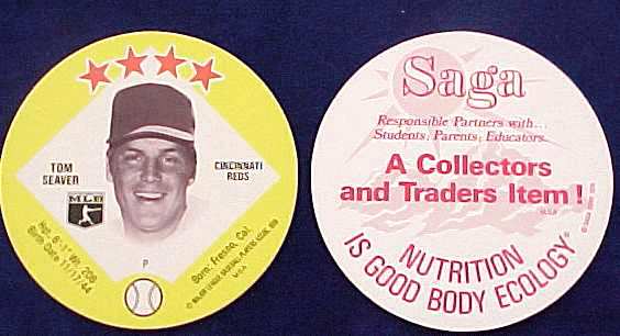 Tom Seaver - 1978 Saga MSA Disc (Reds) Baseball cards value