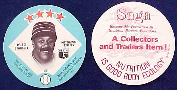 Willie Stargell - 1978 Saga MSA Disc (Pirates) Baseball cards value