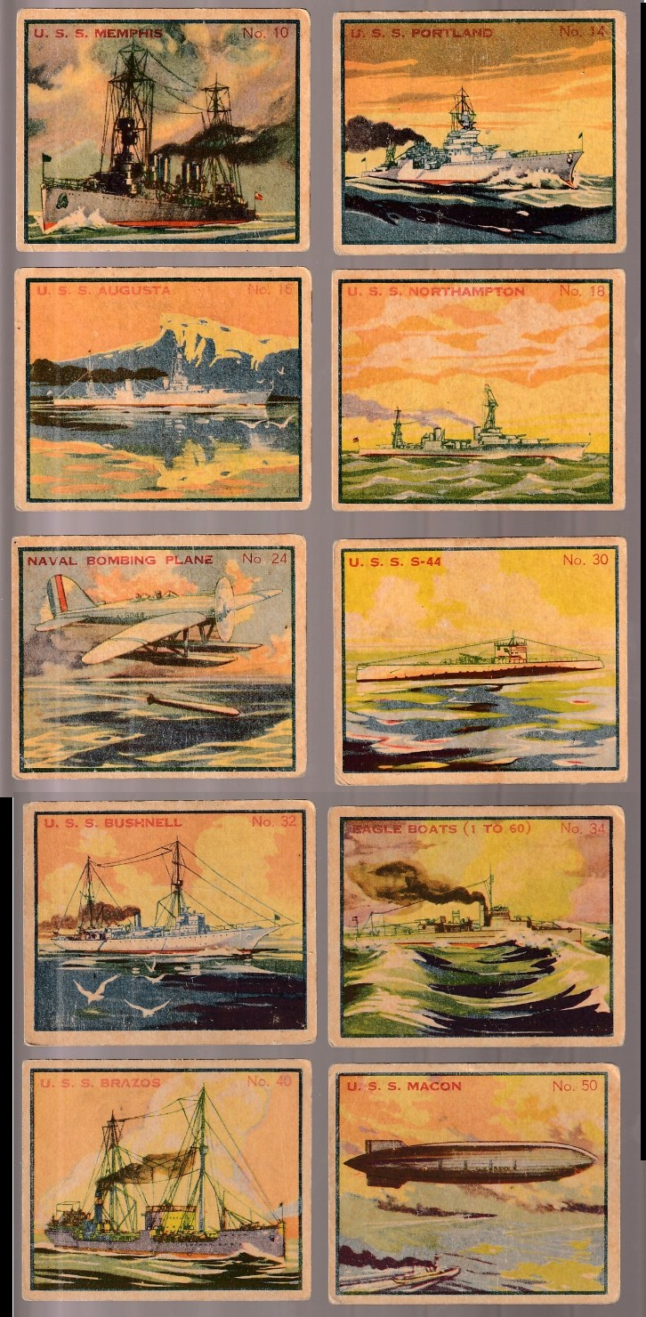 1936 Battleship Gum  - Lot of (10) different n cards value