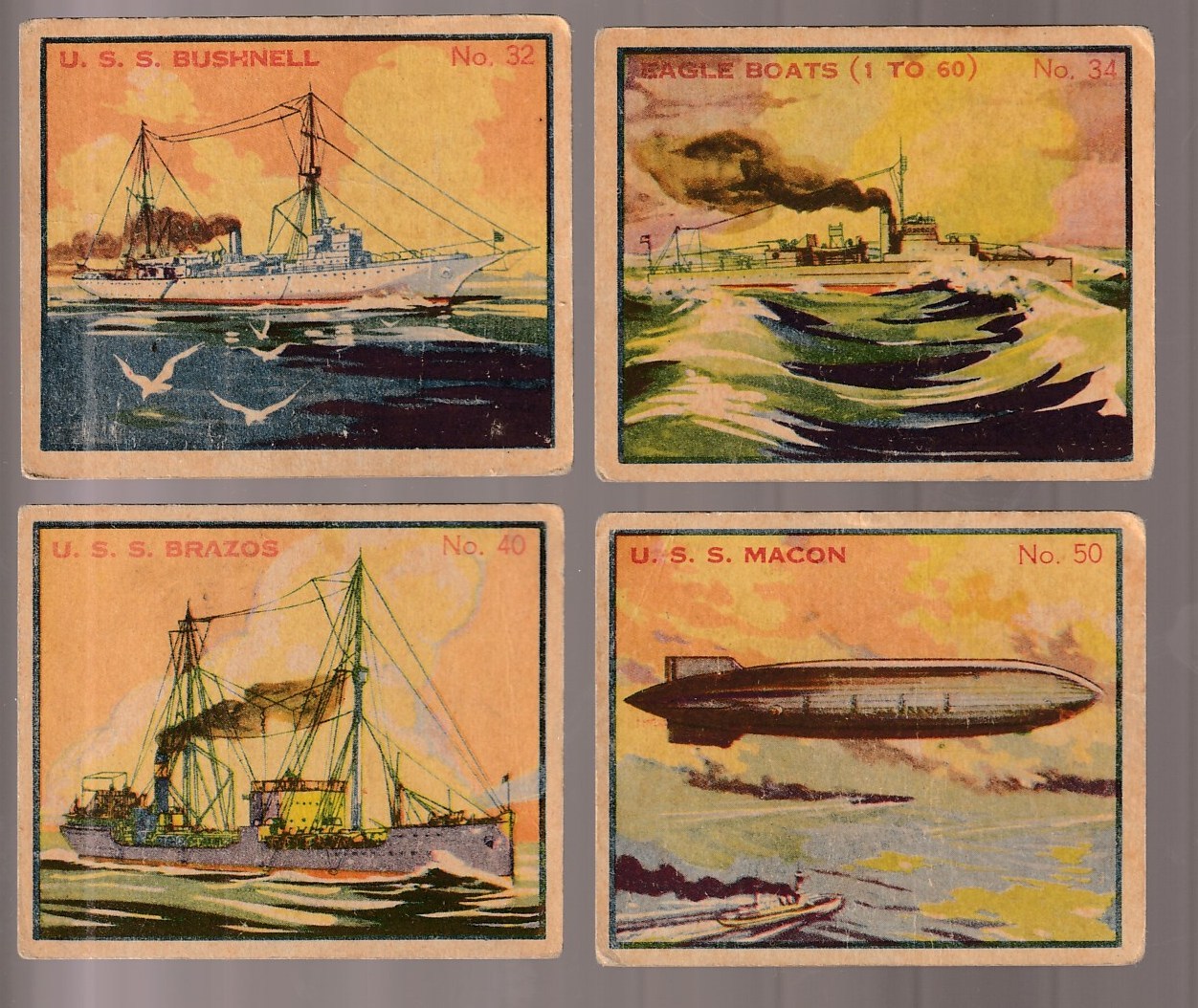 1936 Battleship Gum #32 U.S.S. Bushnell - Submarine Tender n cards value