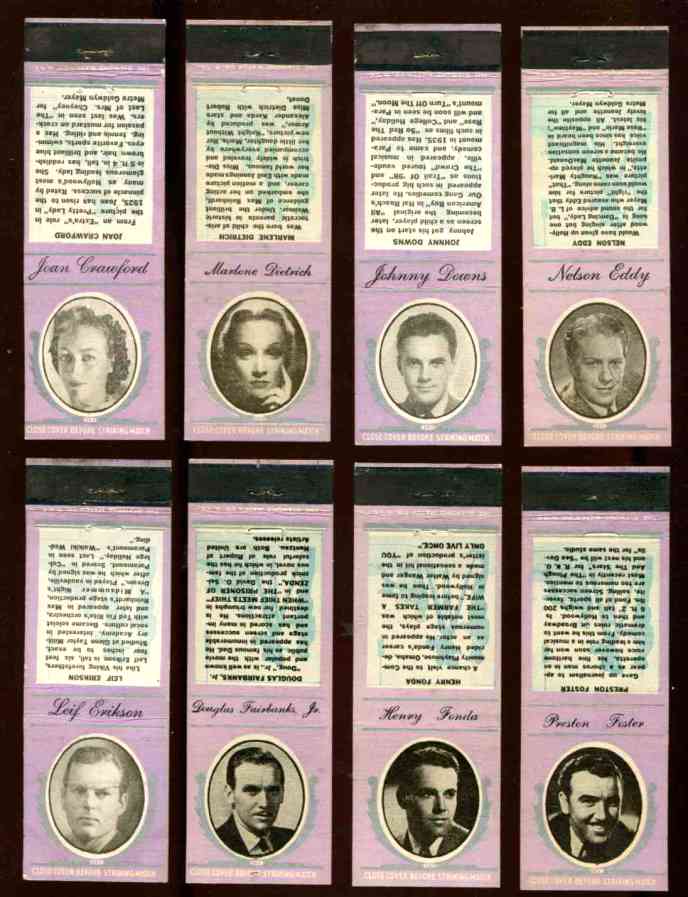 1935 Diamond Matchbook Movie Stars PURPLE - Preston Foster n cards value