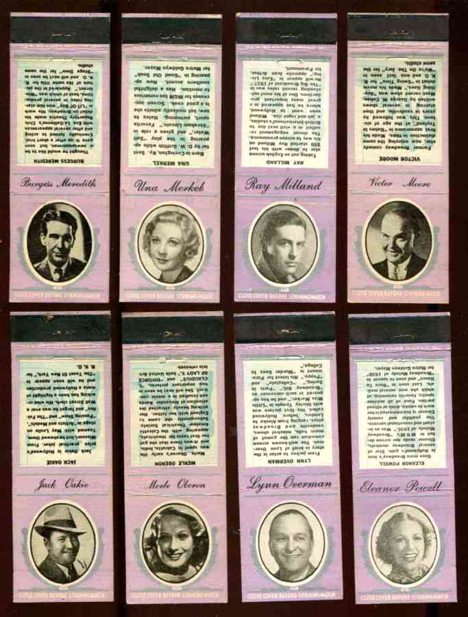 1935 Diamond Matchbook Movie Stars PURPLE - Una Merkel n cards value