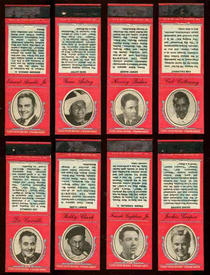 1935 Diamond Matchbook Movie Stars RED - Kenny Baker n cards value