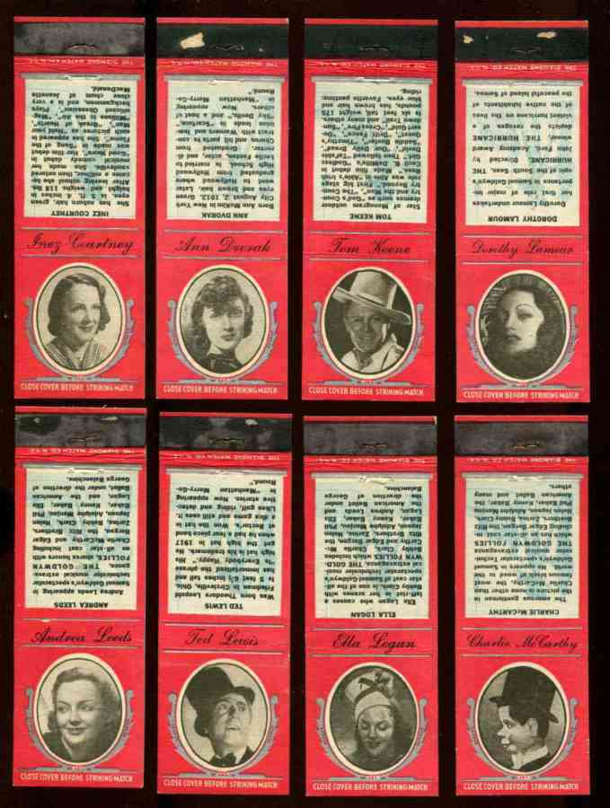 1935 Diamond Matchbook Movie Stars RED - Inez Courtney n cards value