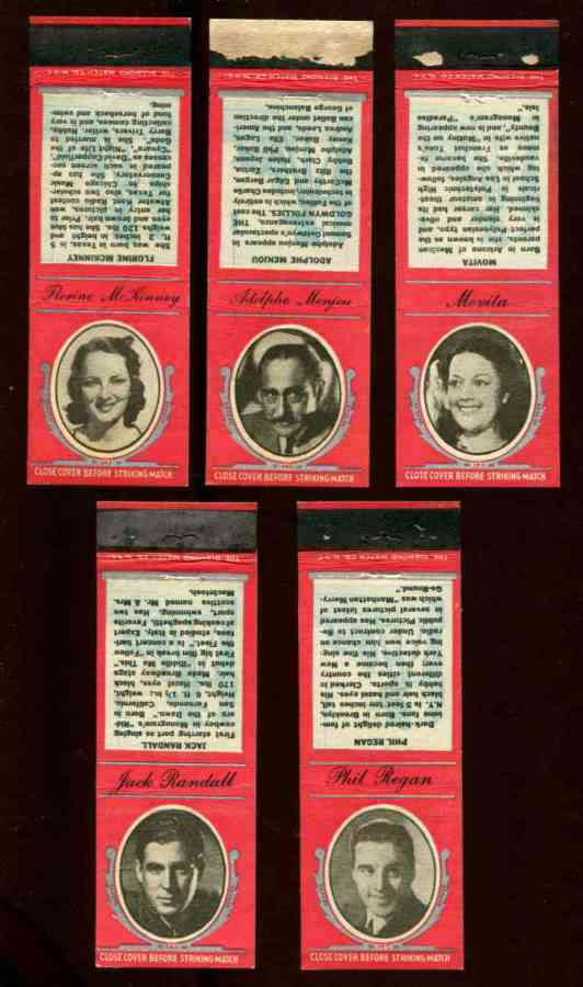 1935 Diamond Matchbook Movie Stars RED - Phil Regan n cards value