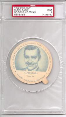 1952  Dixie Cup GRADED Nelsons Ice Cream - CLARK GABLE Baseball cards value