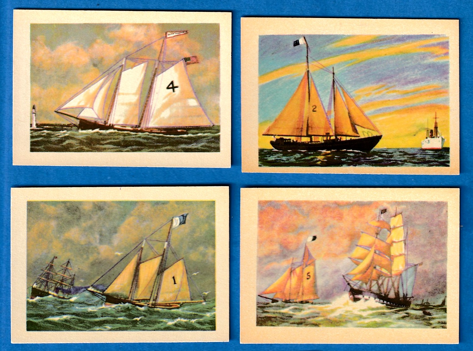 1956 GUM Inc. ADVENTURE  - SHIPS - Lot of (4) different N cards value