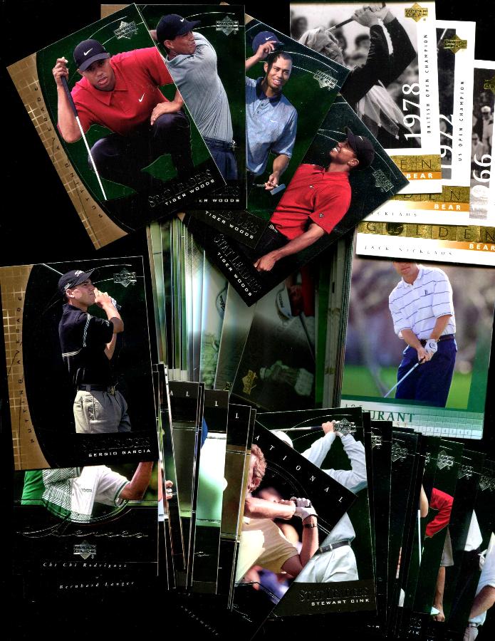  2001 Upper Deck GOLF - Starter set (82) + STAT LEADERS set (21) +(14) more Baseball cards value