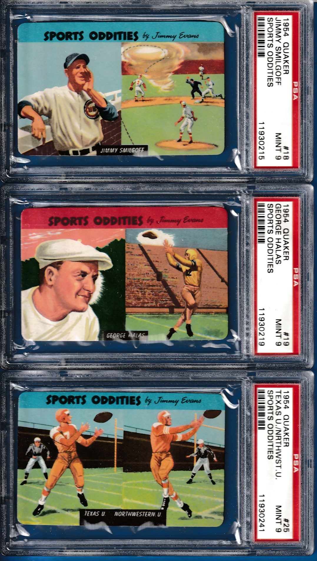 1954 Quaker Oats Sports Oddities #25 Texas U./Northwestern U. (Football) Baseball cards value