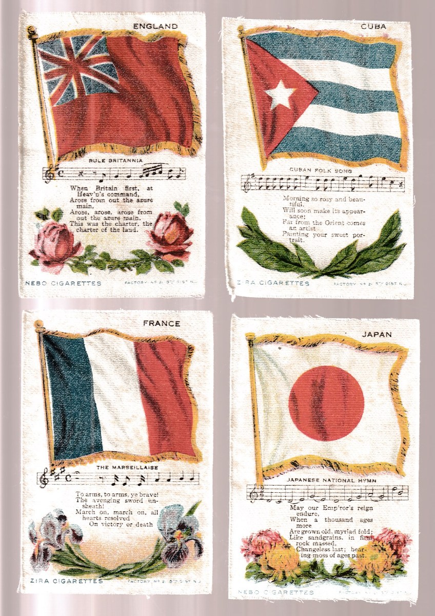 1910's Tobacco Silk National Hymn - Japan (2.5 x 4 in.) (Nebo Cigarettes) Baseball cards value
