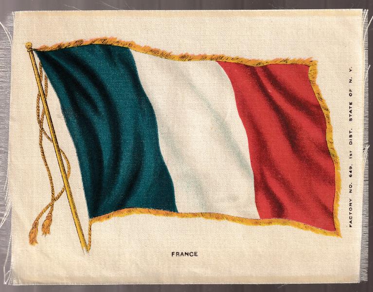 1910's Tobacco Silk Flag (6 x 4.75 in.) - FRANCE Baseball cards value