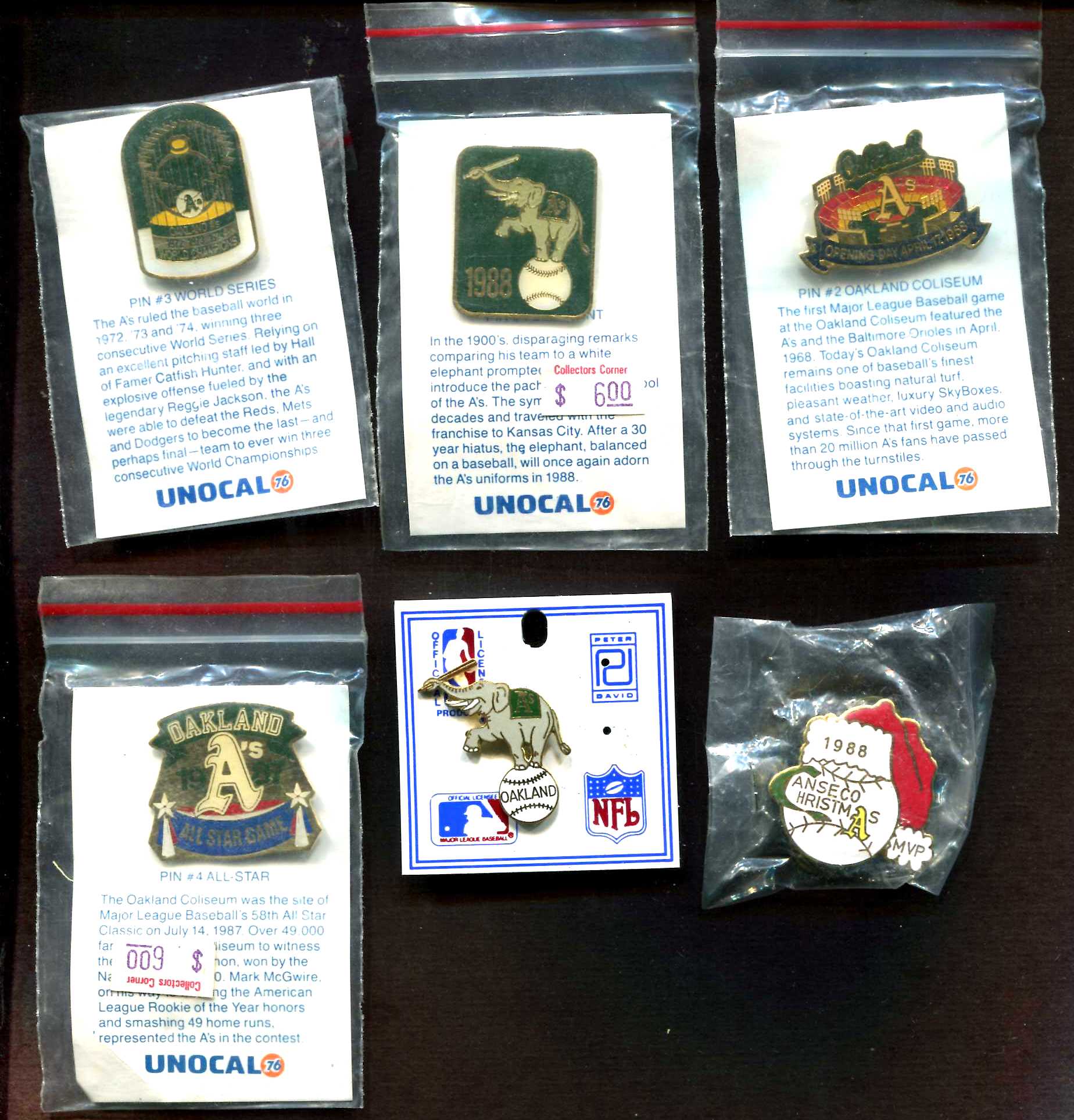  Oakland A's - Lot of (20) assorted Pins w/LIMITED (/500) Canseco Christmas Baseball cards value