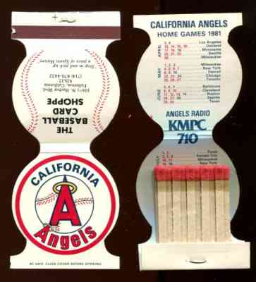  1981 California Angels - Die-Cut Schedule Matchbooks - Lot of (25) Baseball cards value