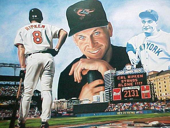 Cal Ripken - Full Color LITHOGRAPH (1995) (18x24) Baseball cards value