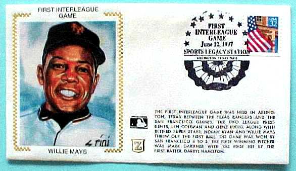 WILLIE MAYS -  'First Interleague Game' 1997 'Z' Silk Cachet (Giants) Baseball cards value