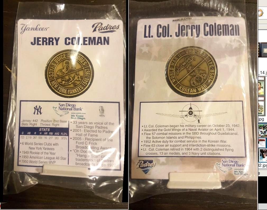  Jerry Coleman - Tribute Commemorative Brass Coin Baseball cards value