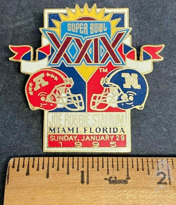  PIN - SUPER BOWL XXIX/29 - (1995,Joe Robbie Stadium) - 2 inch pin Baseball cards value