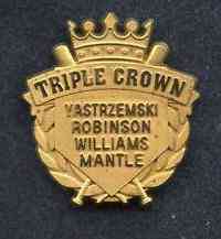 Limited Edition TRIPLE CROWN lapel pin - LOT OF (10) w/MANTLE,TED WILLIAMS Baseball cards value